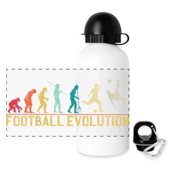 Design der Fußball-Evolution - Panorama Trinkflasche mit Deckel 500 ml - Weiß - Vorne
