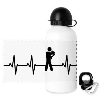 Waldhornist Strichmännchen EKG Herzlinie - Panorama Trinkflasche mit Deckel 500 ml - Weiß - Vorne
