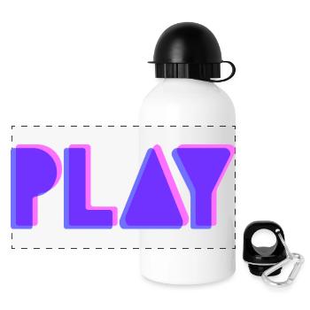 Press Play – Musik Party DJ Shirt Club Style - Panorama Trinkflasche mit Deckel 500 ml - Weiß - Vorne