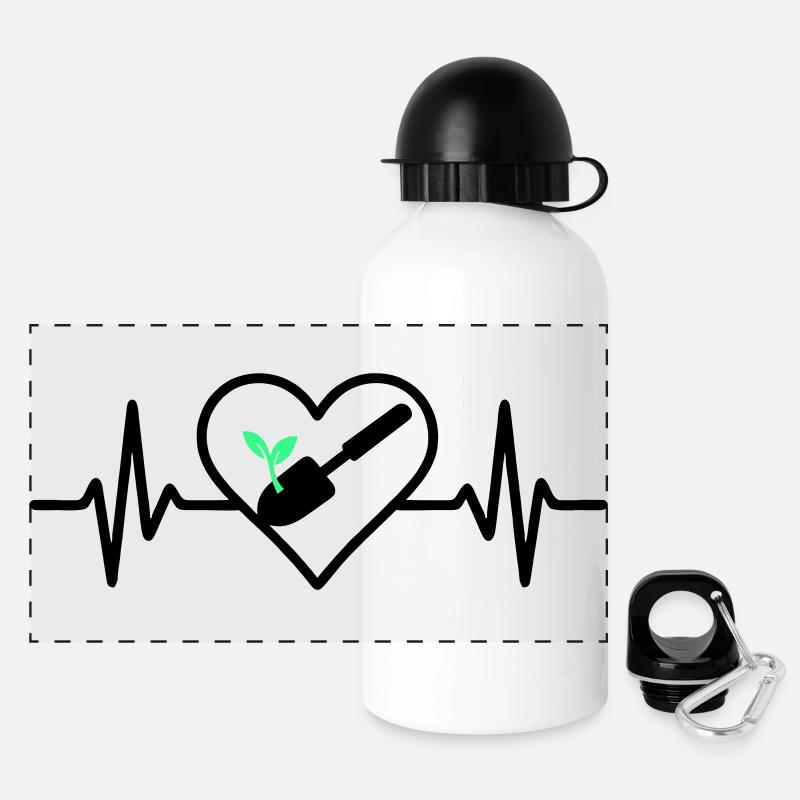 Herz Gärtnerei – Amour de la nature - Gourde panoramique avec couvercle 500 ml - blanc