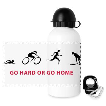 Triathlon GO HARD - Panorama Trinkflasche mit Deckel 500 ml - Weiß - Vorne