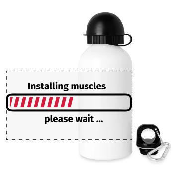 Installing muscles please wait ... - Panorama Trinkflasche mit Deckel 500 ml - Weiß - Vorne
