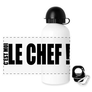 c'est moi le chef ! - Panorama Trinkflasche mit Deckel 500 ml - Weiß - Vorne