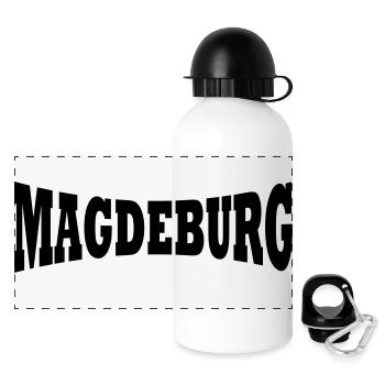 Magdeburg Schriftzug - Panorama Trinkflasche mit Deckel 500 ml - Weiß - Vorne