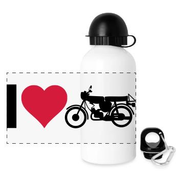 Herz Moped - Panorama Trinkflasche mit Deckel 500 ml - Weiß - Vorne