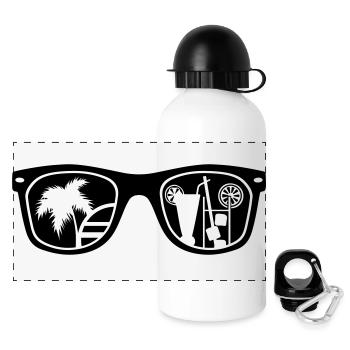 glasses_summer_1_f1 - Panorama Trinkflasche mit Deckel 500 ml - Weiß - Vorne