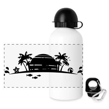 Sommer - Palmen Strand - Panorama Trinkflasche mit Deckel 500 ml - Weiß - Vorne