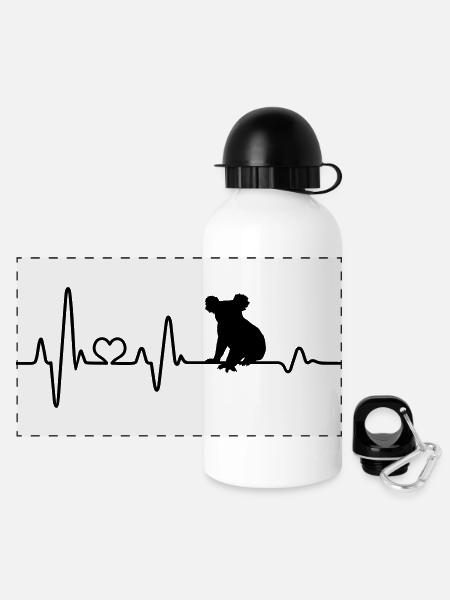Koala Australie ECG battement de coeur Koalabär Amour - Gourde panoramique avec couvercle 500 ml - blanc