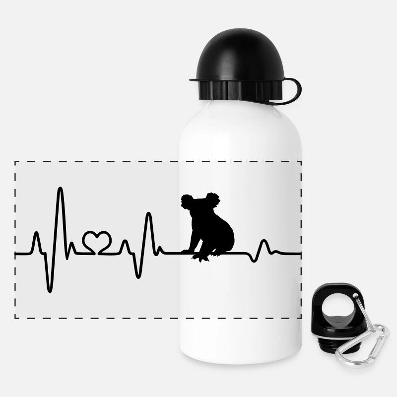 Koala Australien EKG Herzschlag Koalabär Liebe - Panorama Trinkflasche mit Deckel 500 ml - Weiß