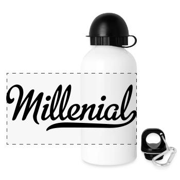 Millenial - Panorama Trinkflasche mit Deckel 500 ml - Weiß - Vorne