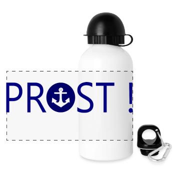 Bier trinken Bierglas Prost Bierhumpen Bierkrug - Panorama Trinkflasche mit Deckel 500 ml - Weiß - Vorne