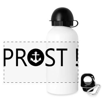 Bier trinken Bierglas Prost Bierhumpen Bierkrug - Panorama Trinkflasche mit Deckel 500 ml - Weiß - Vorne