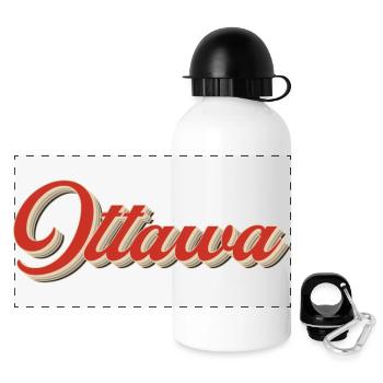 Calgary Kanada Schriftzug – Retro Typografie - Panorama Trinkflasche mit Deckel 500 ml - Weiß - Vorne