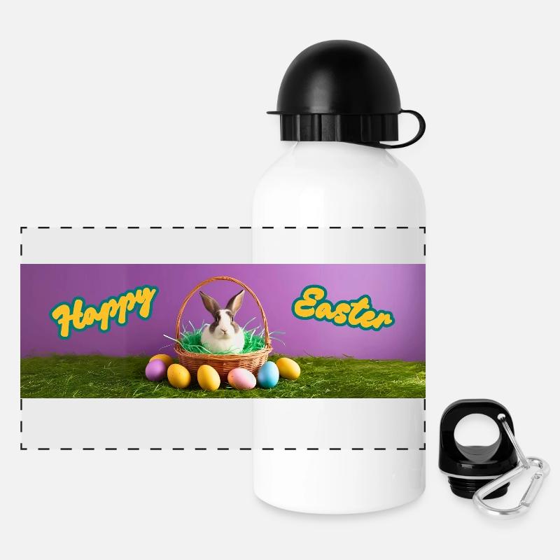 Joyeuses Pâques - Gourde panoramique avec couvercle 500 ml - blanc