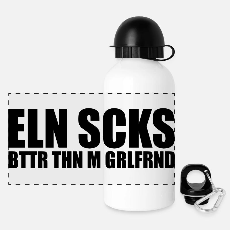 ELN SCKS BTTR THN M GRLFRND - Panorama Trinkflasche mit Deckel 500 ml - Weiß