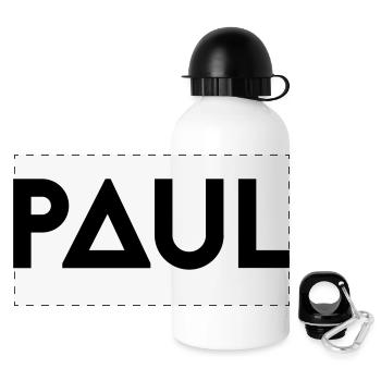 Prénom Paul - Gourde panoramique avec couvercle 500 ml - blanc - Devant