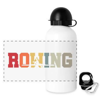 Rowing - Rudern - Ruderer - Ruderin - Aviron - Panorama Trinkflasche mit Deckel 500 ml - Weiß - Vorne