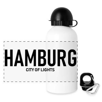 Hamburg - City of Lights - Alster - Hanseatic City - Panoramic Thermal Bottle with Lid 500 ml - white - Front