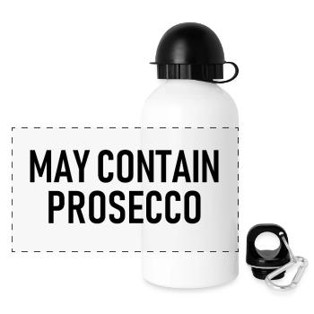 May contain Prosecco - Alkohol - Panorama Trinkflasche mit Deckel 500 ml - Weiß - Vorne