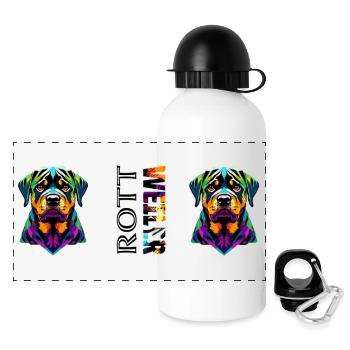 Rottweiler - Gourde panoramique avec couvercle 500 ml - blanc - Devant