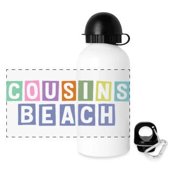 Cousins Beach – Summer Vibes - Panorama Trinkflasche mit Deckel 500 ml - Weiß - Vorne