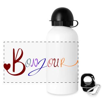 Bonjour mignon français salutation design - Gourde panoramique avec couvercle 500 ml - blanc - Devant