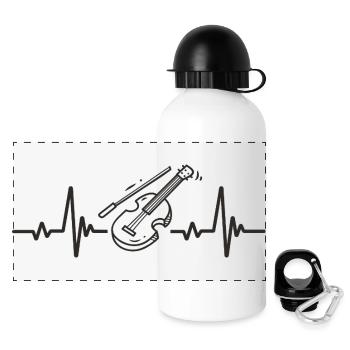 Violin Classical Music Rhythm Instrument Heart - Panoramic Thermal Bottle with Lid 500 ml - white - Front