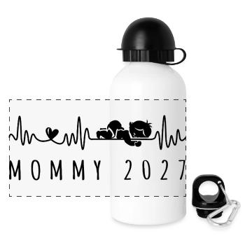 Annonce de grossesse future maman 2027 - Gourde panoramique avec couvercle 500 ml - blanc - Devant