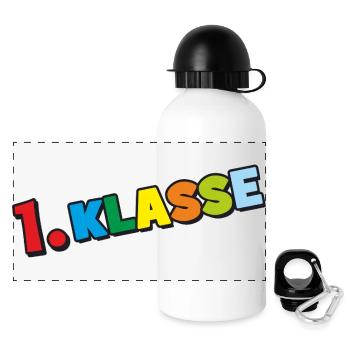 1. Klasse - Bunte Buchstaben Schulanfang Design - Panorama Trinkflasche mit Deckel 500 ml - Weiß - Vorne