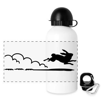 flottes Häschen / running rabbit (1c) - Panorama Trinkflasche mit Deckel 500 ml - Weiß - Vorne