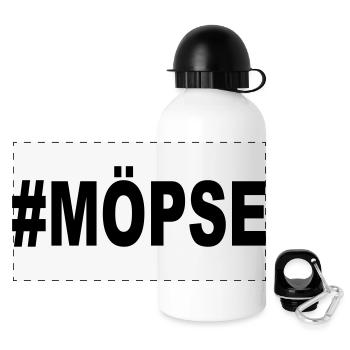 #MÖPSE - Panorama Trinkflasche mit Deckel 500 ml - Weiß - Vorne