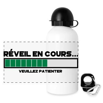 motif réveil en cours - Gourde panoramique avec couvercle 500 ml - blanc - Devant