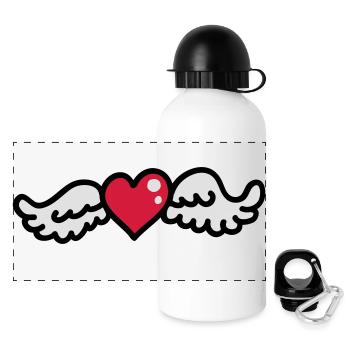 Heart Wings 3 - Panoramic Thermal Bottle with Lid 500 ml - white - Front