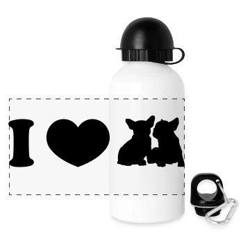 I ♥ frenchies - Gourde panoramique avec couvercle 500 ml - blanc - Devant