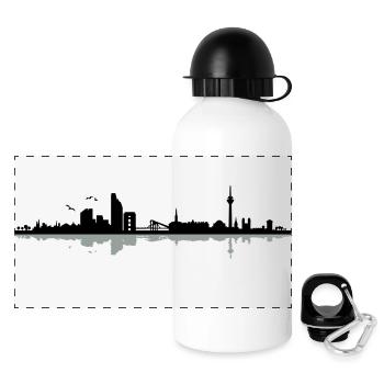 Düsseldorf Skyline - Panorama Trinkflasche mit Deckel 500 ml - Weiß - Vorne