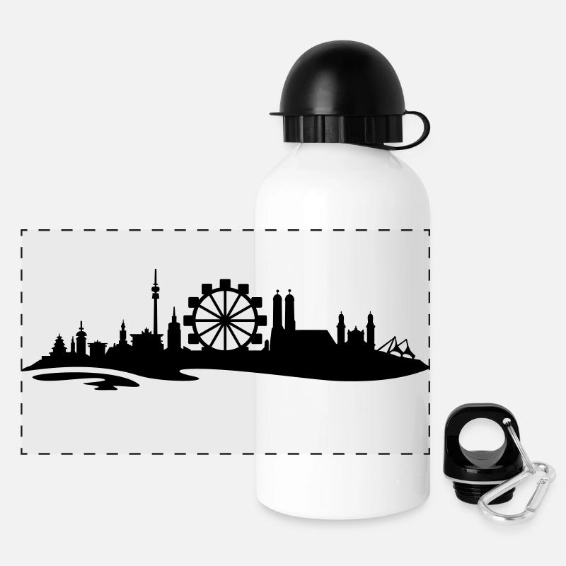 Munich skyline ferris wheel 3 - Panoramic Thermal Bottle with Lid 500 ml - white