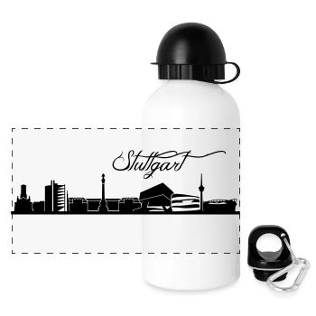 Stuttgarter Skyline - Panorama Trinkflasche mit Deckel 500 ml - Weiß - Vorne