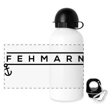 FEHMARN - Panorama Trinkflasche mit Deckel 500 ml - Weiß - Vorne