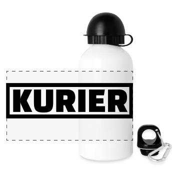 Kurier - Panorama Trinkflasche mit Deckel 500 ml - Weiß - Vorne