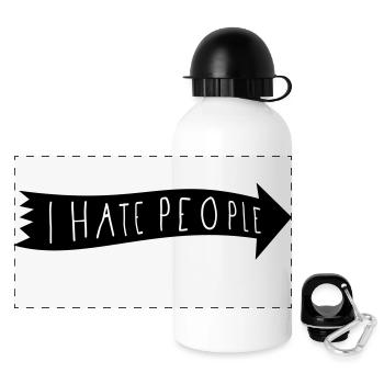 I HATE PEOPLE. - Panorama Trinkflasche mit Deckel 500 ml - Weiß - Vorne