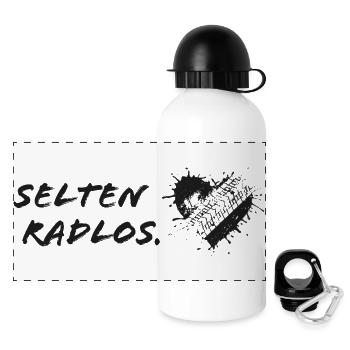 Selten Radlos - Herz, Reifenspuren, Fahrrad, Bike - Panorama Trinkflasche mit Deckel 500 ml - Weiß - Vorne