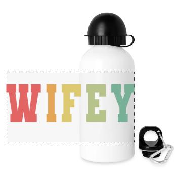 Retro Wifey Matching Couple Wedding Party Mariage - Gourde panoramique avec couvercle 500 ml - blanc - Devant