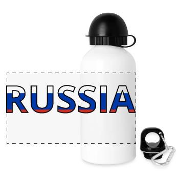 Russia Flag - Panoramic Thermal Bottle with Lid 500 ml - white - Front