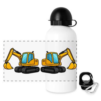Double construction machinery silhouette - Panoramic Thermal Bottle with Lid 500 ml - white - Front