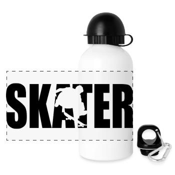 Classic Skater Design – Simple & Casual - Panoramic Thermal Bottle with Lid 500 ml - white - Front