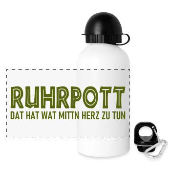 Ruhrpott - Dat hat wat mittn Herz zu tun - Panorama Trinkflasche mit Deckel 500 ml - Weiß - Vorne