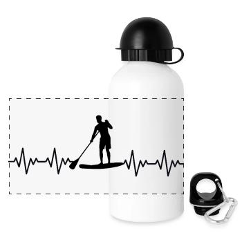 Stand up paddle SUP EKG Herzschlag - Panorama Trinkflasche mit Deckel 500 ml - Weiß - Vorne