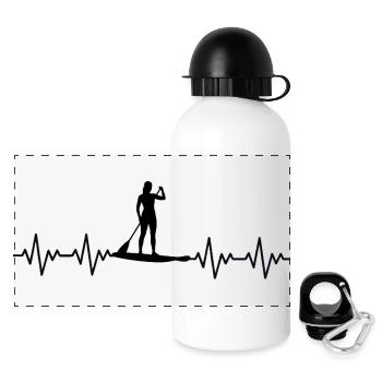 Stand up paddle SUP EKG Herzschlag - Panorama Trinkflasche mit Deckel 500 ml - Weiß - Vorne