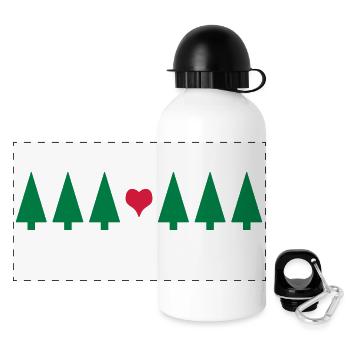Arbre de Noël - Gourde panoramique avec couvercle 500 ml - blanc - Devant