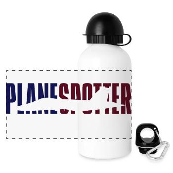 PlaneSpotter - Panorama Trinkflasche mit Deckel 500 ml - Weiß - Vorne